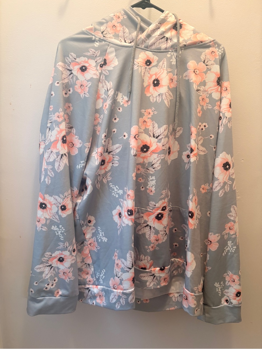 Floral Hoodie - Pink Floral on Light Gray